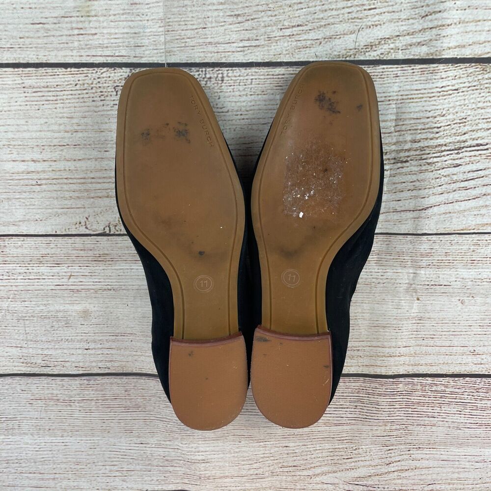 Tory Burch Leigh Womens Sz 11 Black Suede Loafers Slip On - Picture 8 of 9
